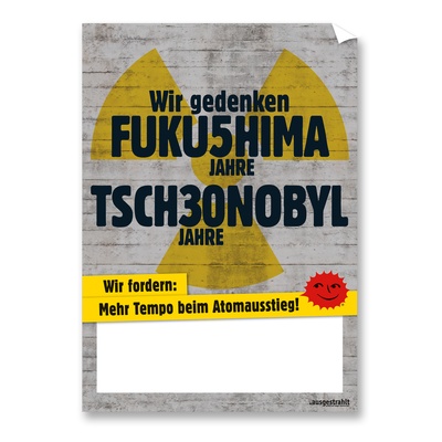 A2-Plakat: Mahnwache: Tschernobyl-Fukushima-2016 