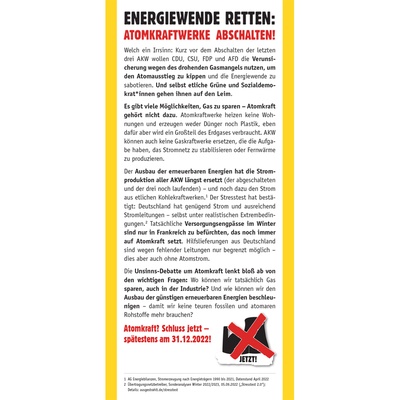 Flyer: Energiewende retten Atomkraftwerke abschalten!