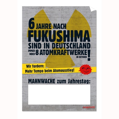 A2-Plakat: Mahnwache: Fukushima-2017