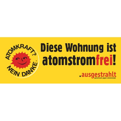 Aufkleber: Diese Wohnung ist atomstromfrei!