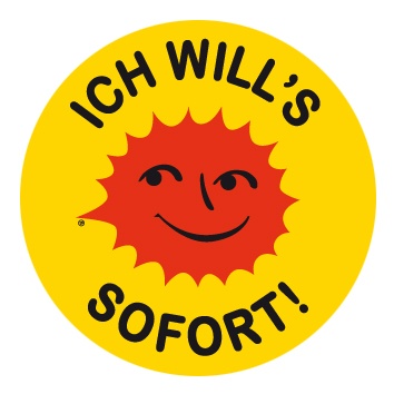 Aufkleber: Ich will's sofort