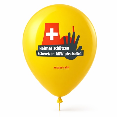 Luftballon "Heimat schützen – Schweizer AKW abschalten"
