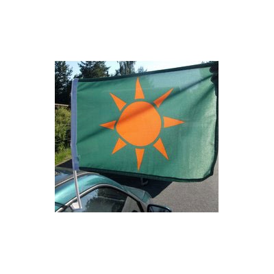 Fahne: Wendland-Sonne, mit Befestigung fürs Auto