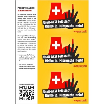 Postkarten-Aktion: A4-Bogen mit drei Aktionspostkarten