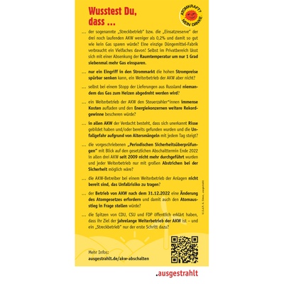 Flyer: Energiewende retten Atomkraftwerke abschalten!