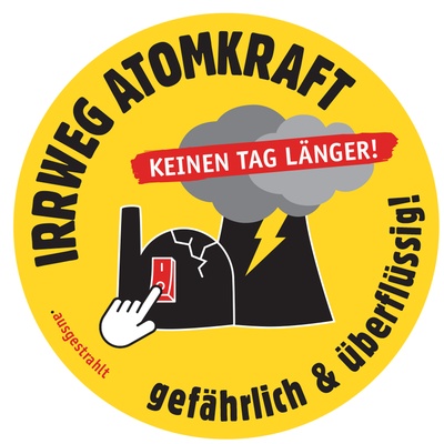 Aufkleber: Irrweg Atomkraft - Keinen Tag länger