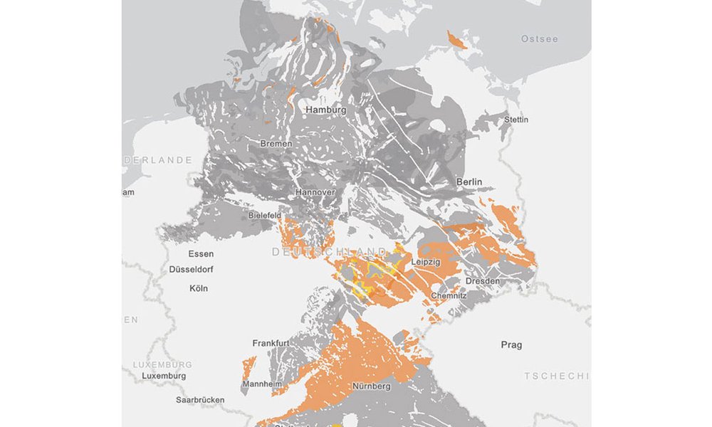 Eine Illustration zeigt eine Karte des Endlager-Navigators der BGE mit dem aktuellen Arbeitsstand bei der Endlagersuche