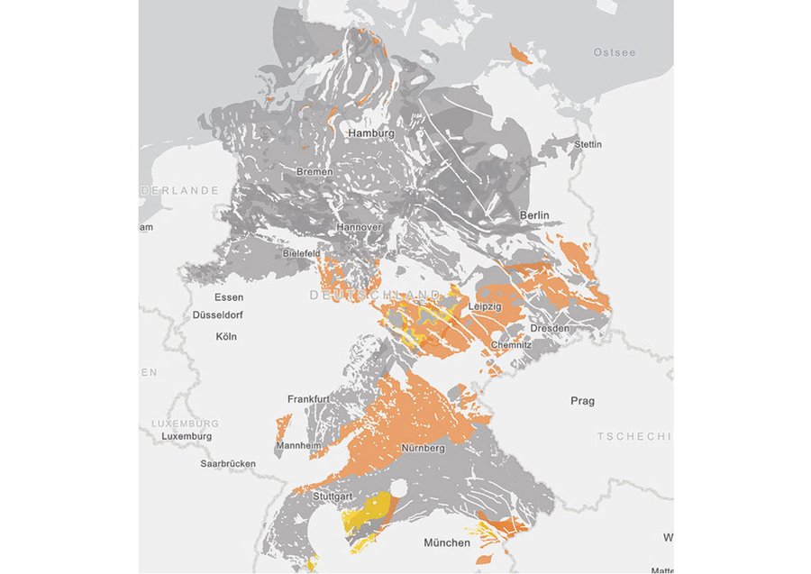 Eine Illustration zeigt eine Karte des Endlager-Navigators der BGE mit dem aktuellen Arbeitsstand bei der Endlagersuche