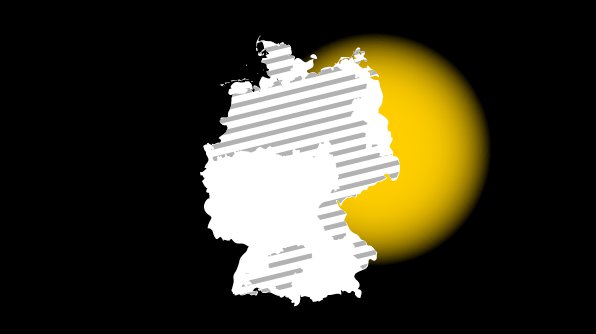 Umrisse einer Deutschlandkarte mit stilisierten Teilgebieten der bge zur Endlager-Suche