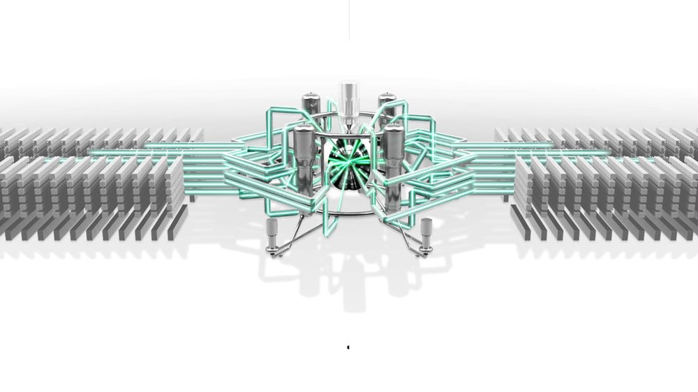 Bild zum Thema Kernfusion: Skizze einer Laserfusionsanlage