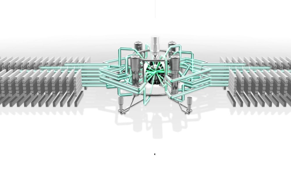 Bild zum Thema Kernfusion: Skizze einer Laserfusionsanlage