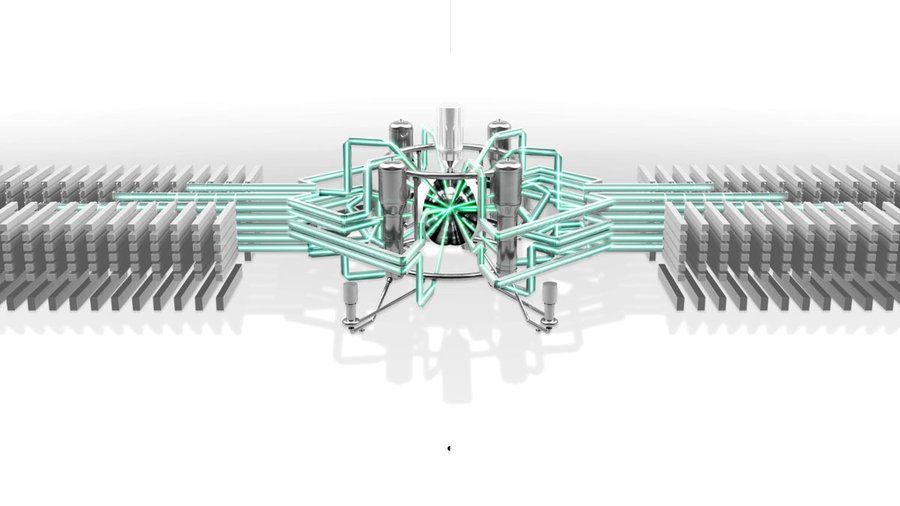 Bild zum Thema Kernfusion: Skizze einer Laserfusionsanlage