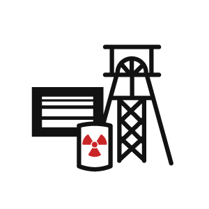 Grafik: Bergwerk mit einem Atommüllfass davor