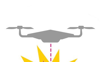 Symbolhafte Grafik eines Drohnen-Angriffs