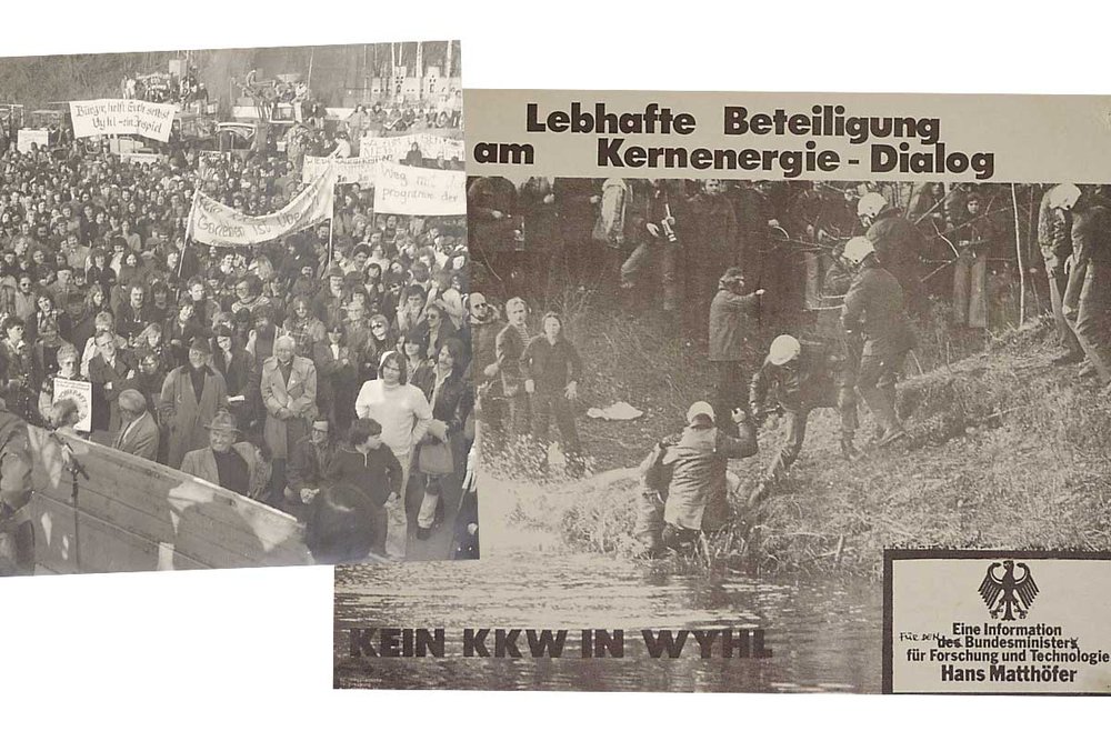 Foto-Montage: alte Anti-Atom-Protest-Bilder