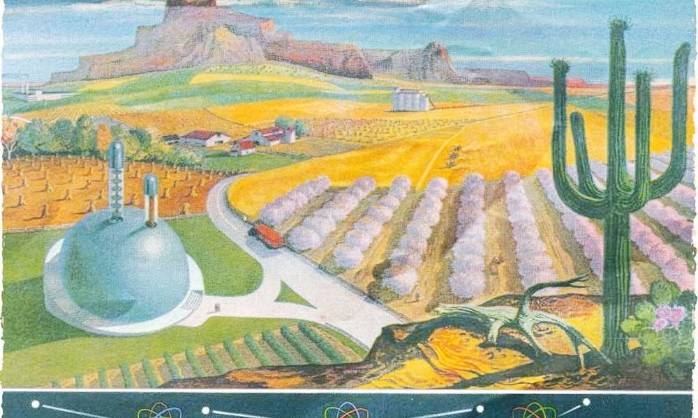 Schon 1947 verspricht eine Whisky-Werbung blühende Landschaften durch Atomkraft