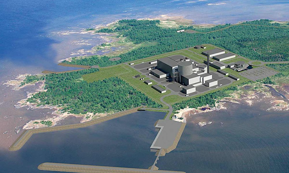 Montage: Modell des finnischen AKW Hanhikivi-1