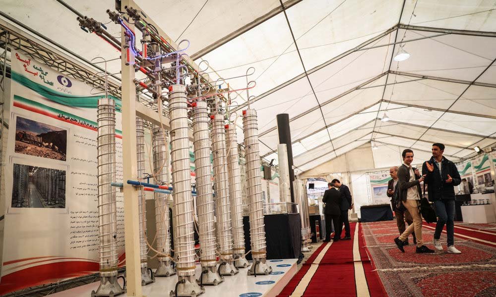 Gas-Zentrifugen zur Urananreicherung auf einer Ausstellung in Teheran im Jahr 2019